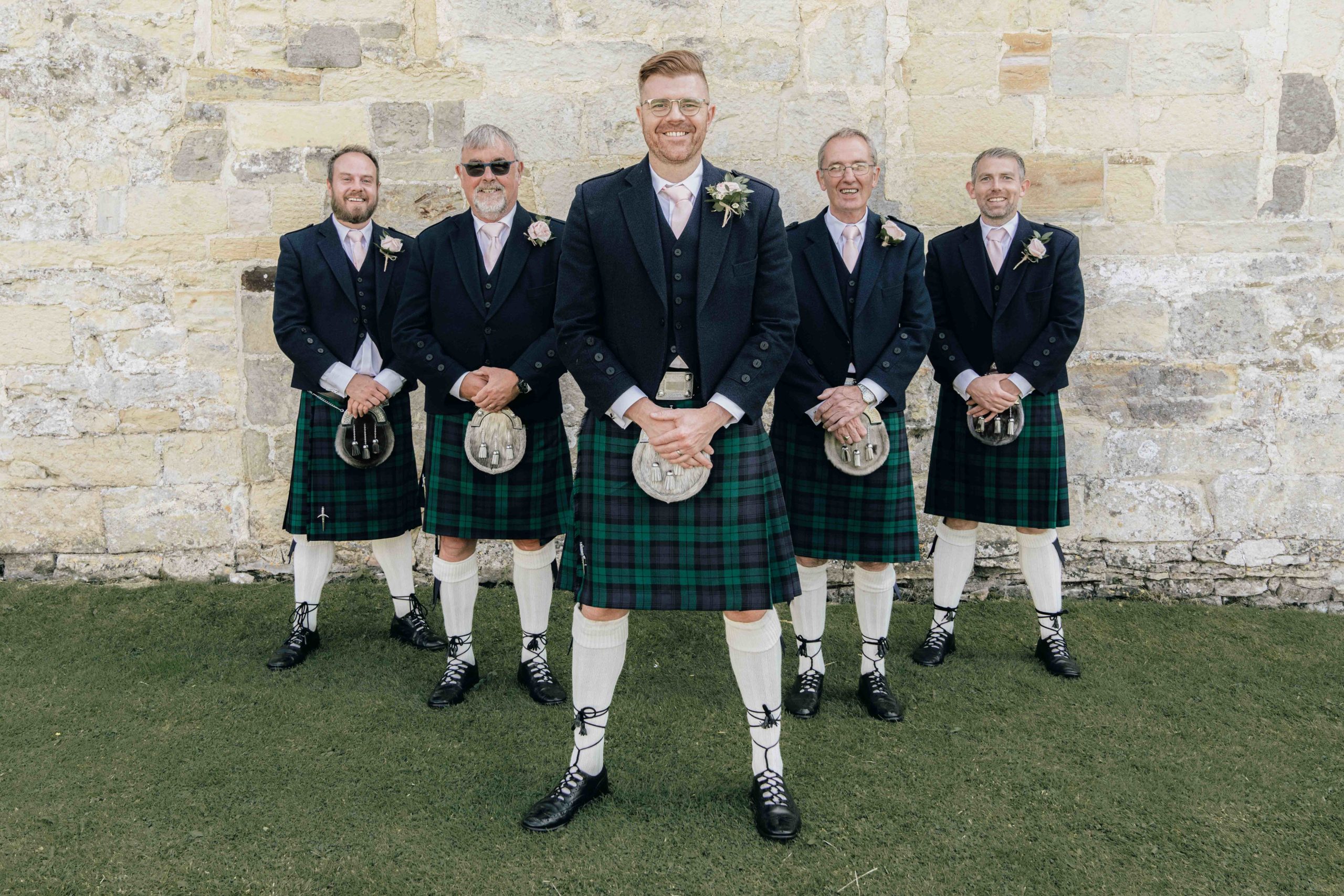 Wedding groomsmen photo at Newburgh Priory, North Yorkshire