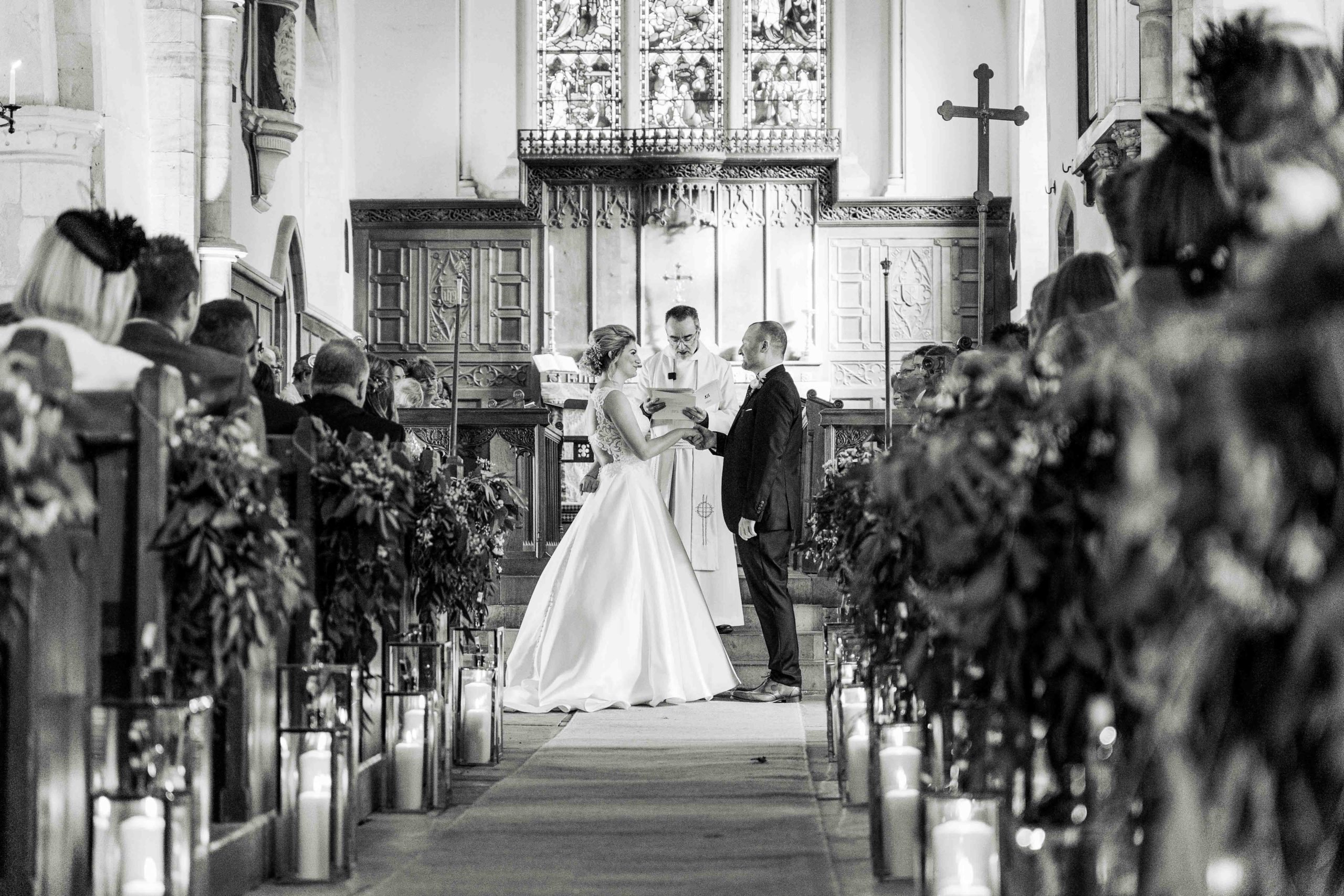 Wedding couple getting married at all saints church settrington