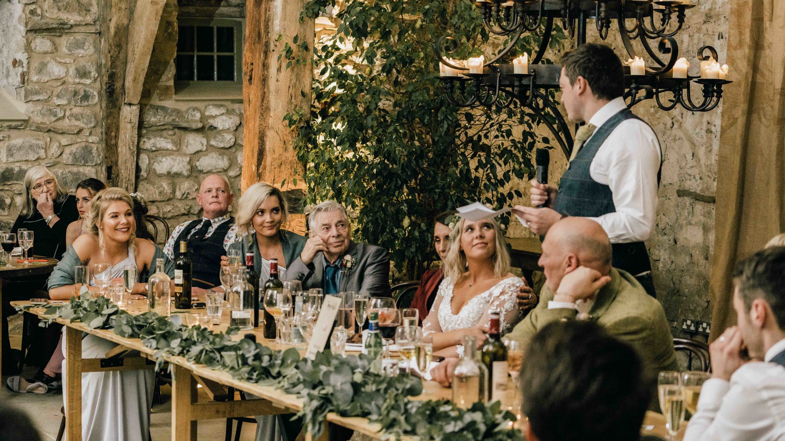 Photo of wedding speeches at Tithe Barn