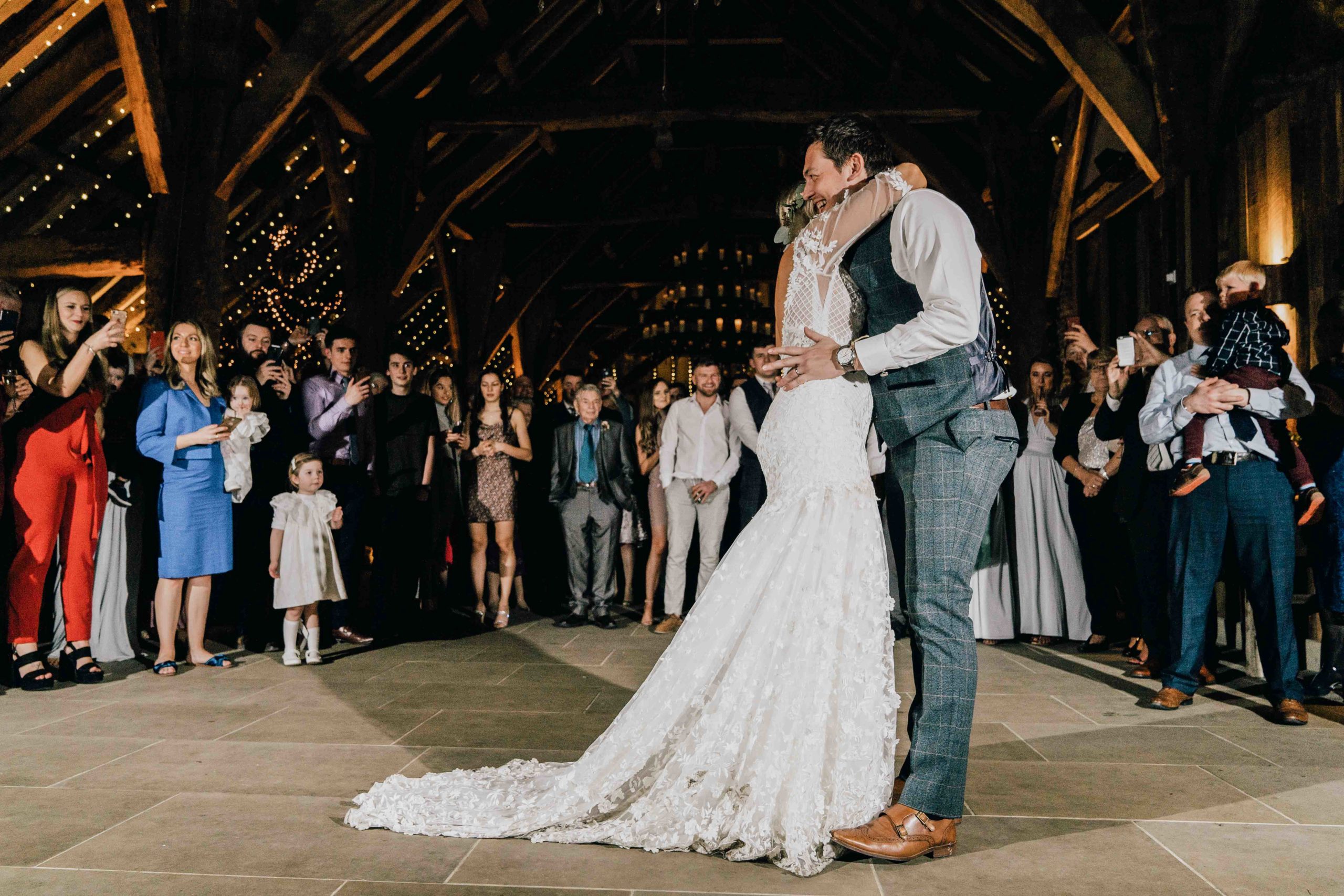 Wedding first dance photo Tithe Barn