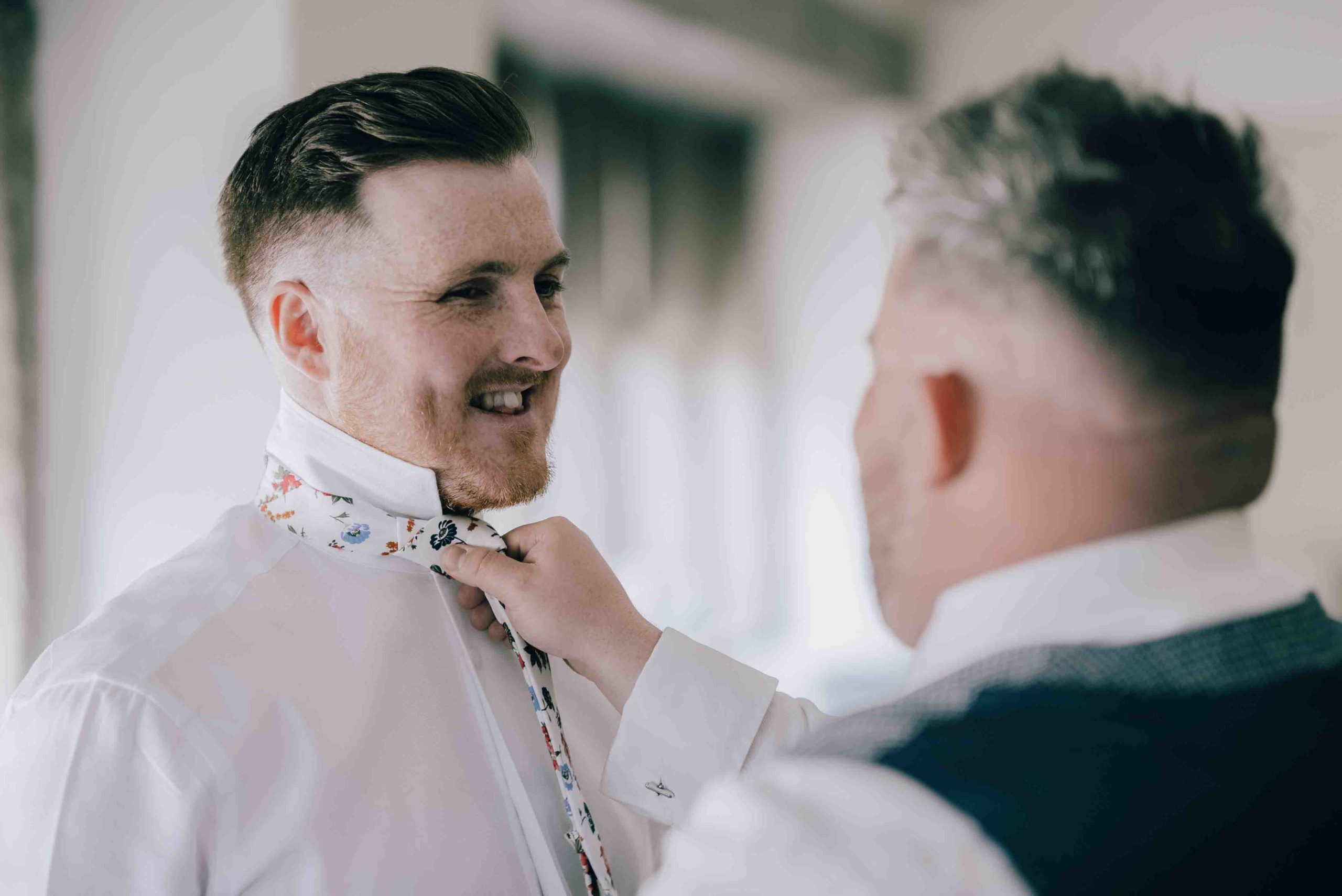 Scott getting ready for his wedding at the Woodman Inn