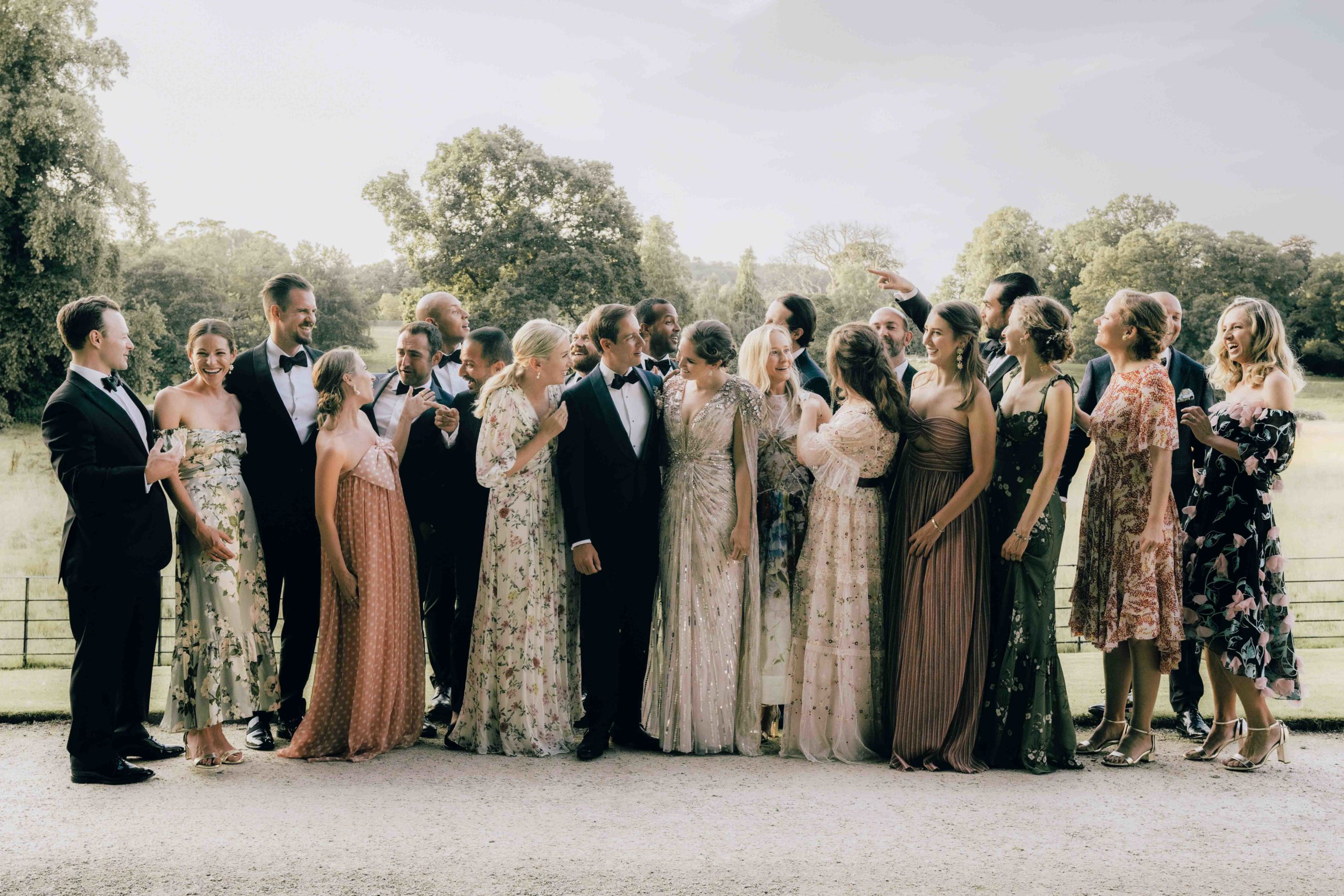 Creative group photo at Broughton Hall Wedding