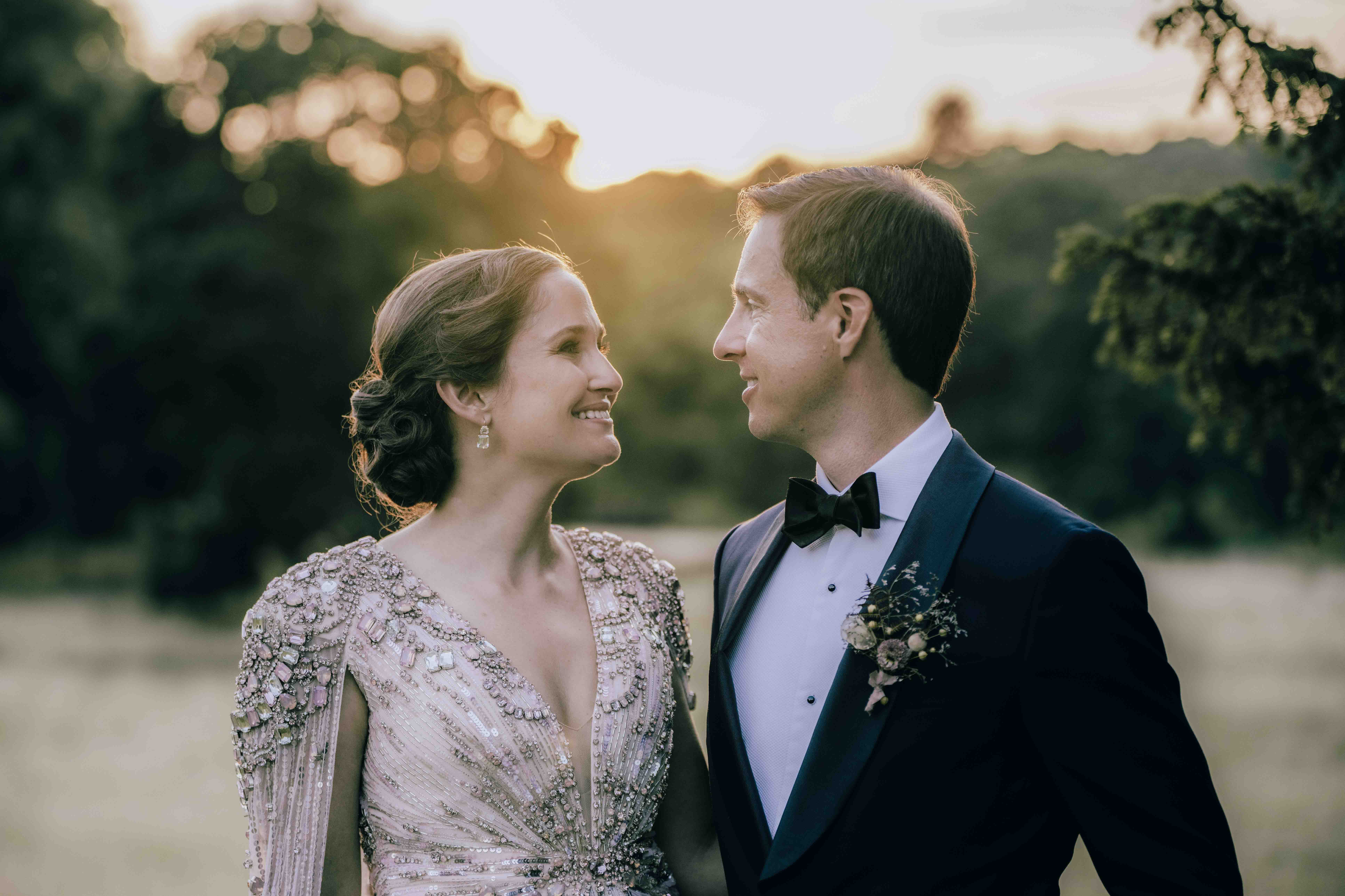 Beautiful sunset wedding photos Utopia, Broughton Hall