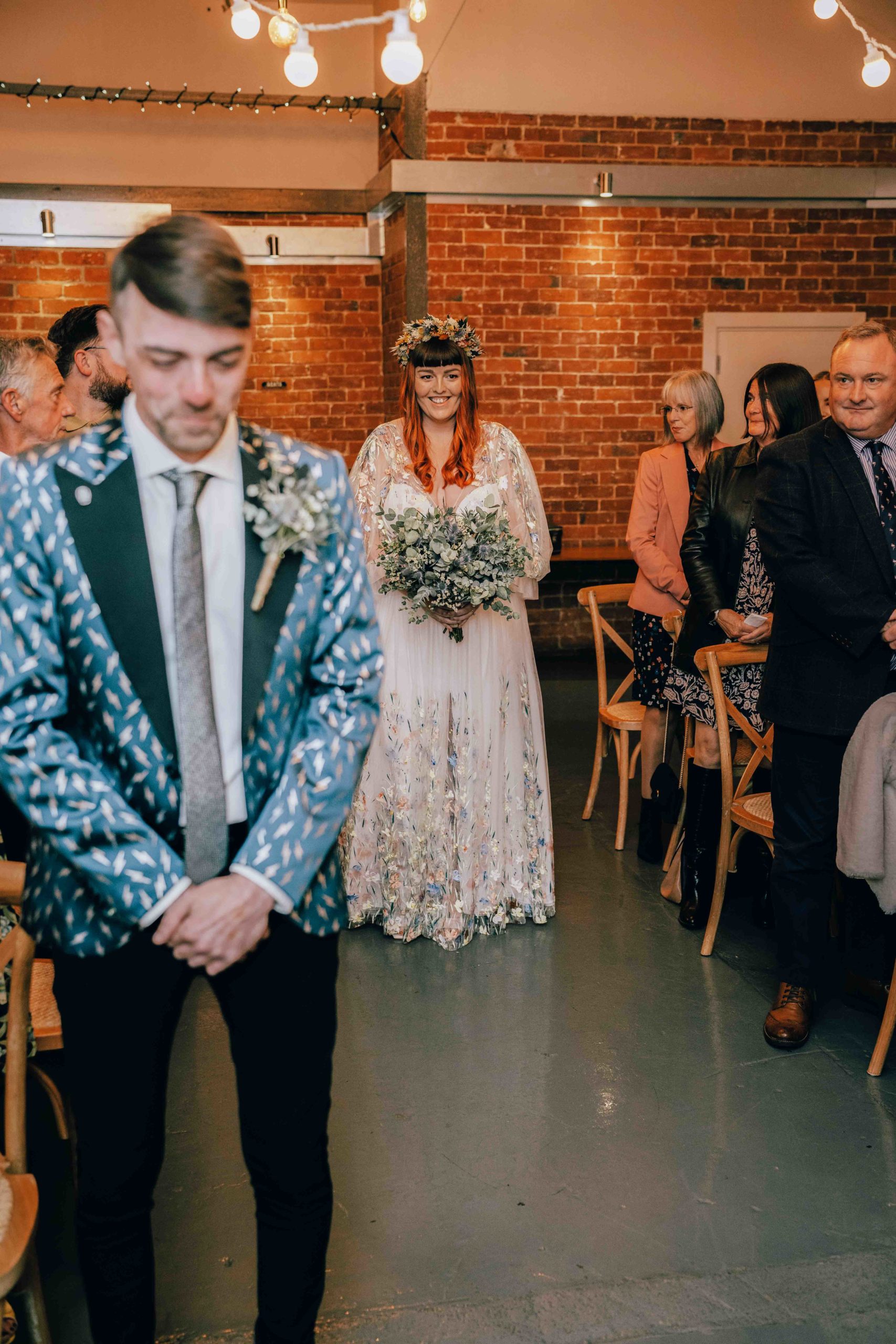 Groom waits for bride to enter at New Craven Hall