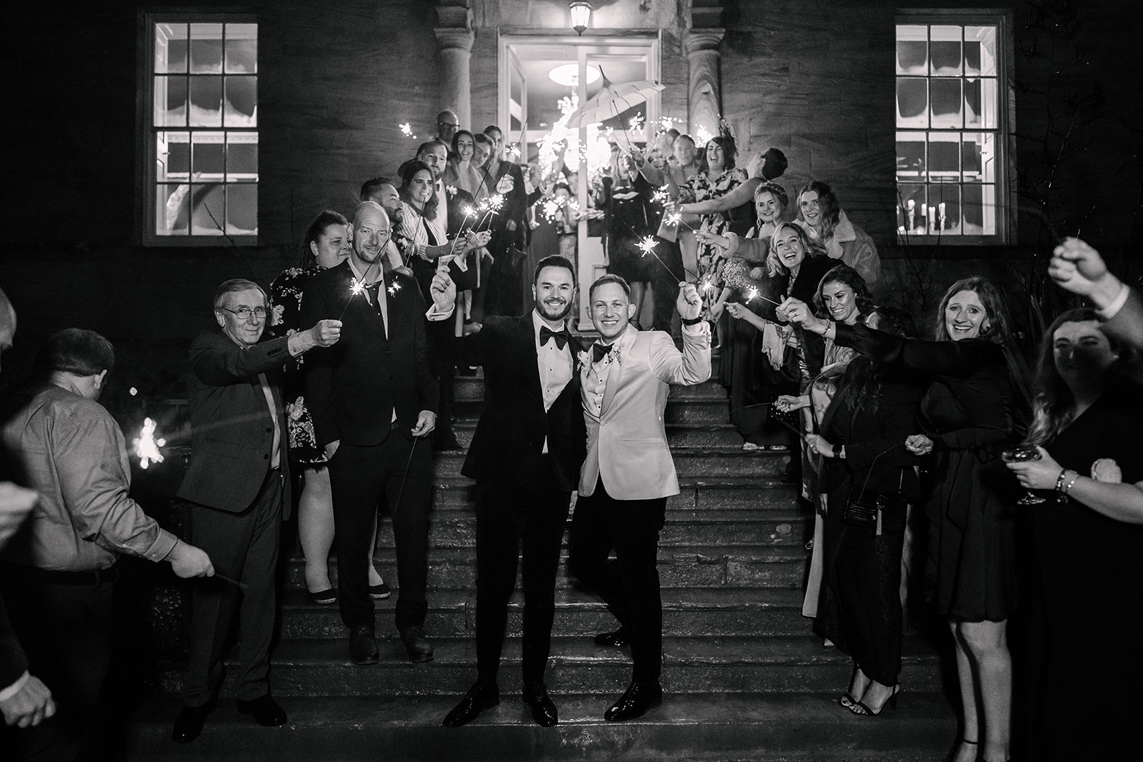 Sparkler exit at Newton Hall Wedding
