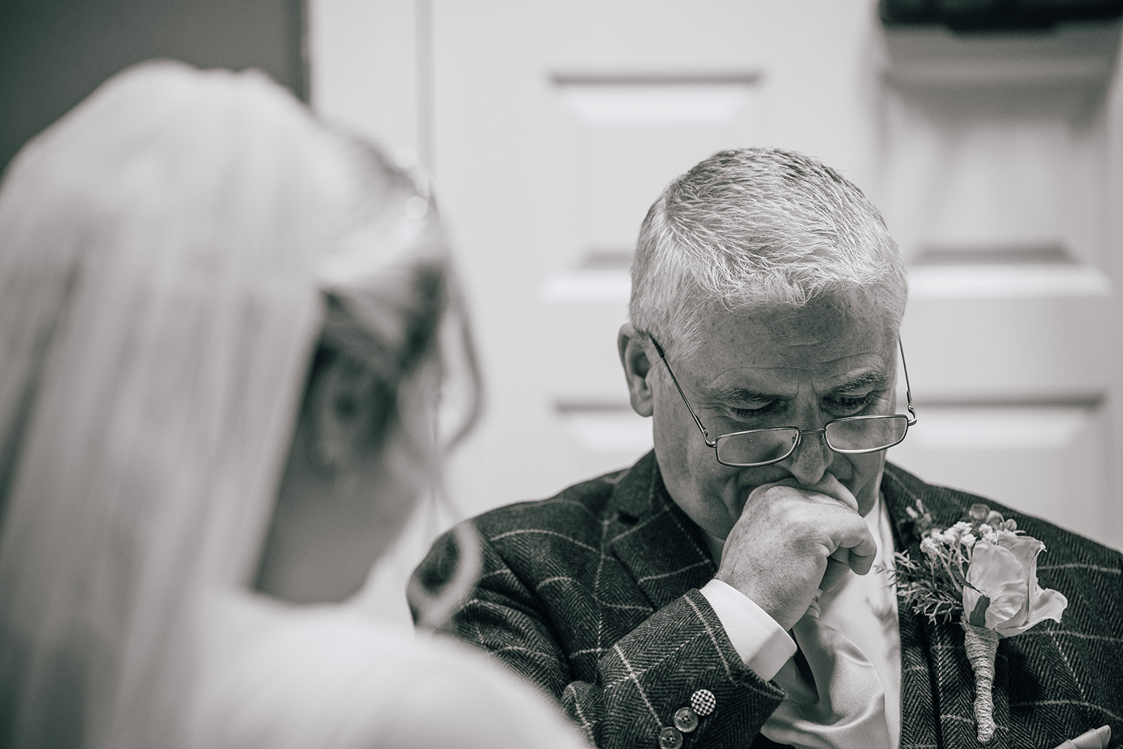 Dad's first look, wedding at Moorlands Inn, Halifax