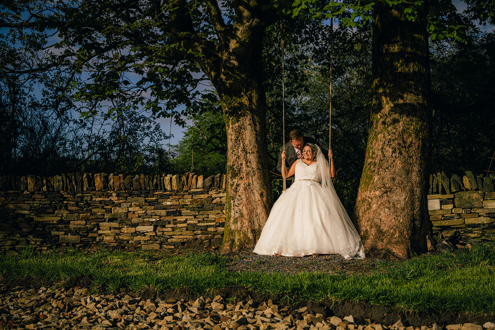 Sunset wedding photos at The Moorlands Inn, Halifax