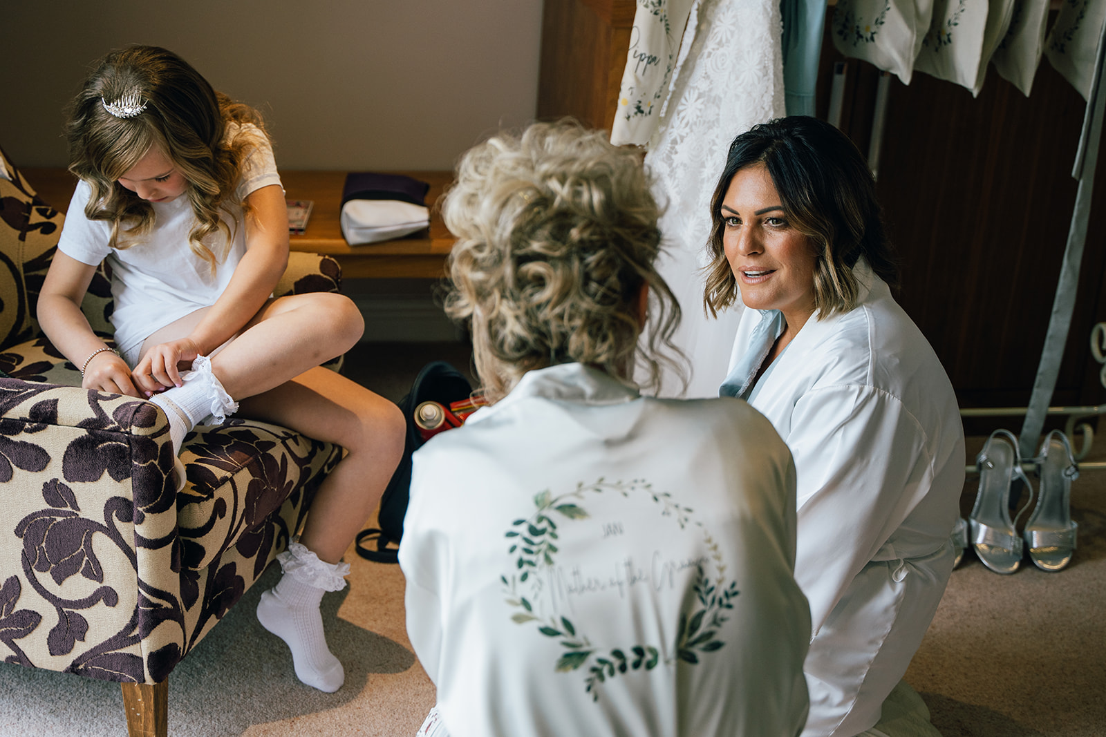 Wedding photographs of bridal prep at the Coniston Hotel