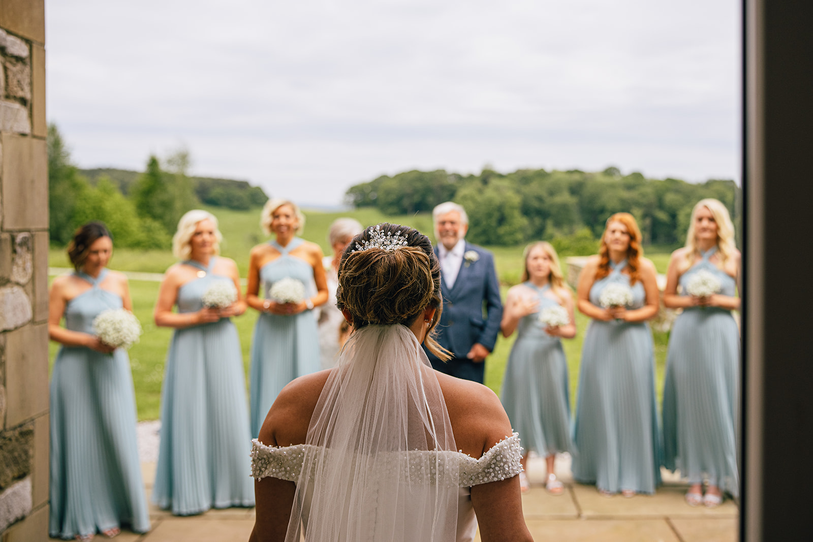 Wedding photographs of first look at the Coniston Hotel